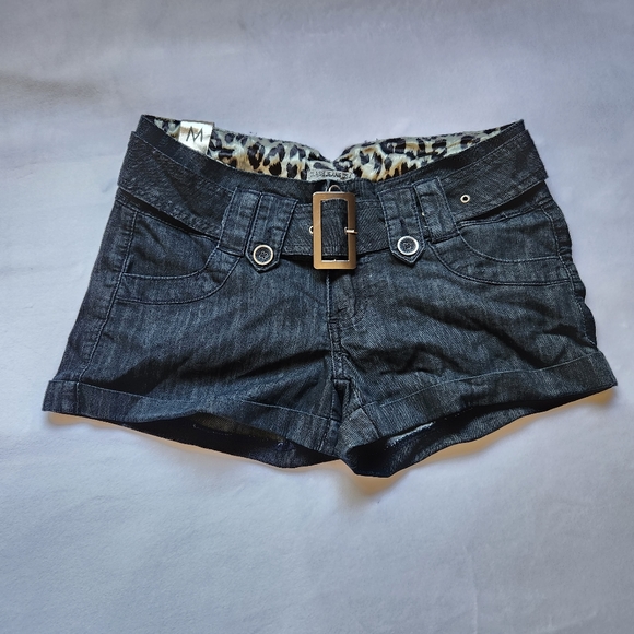 Clash Jeans USA Mini Blue Short Shorts with Belt - Picture 2 of 7